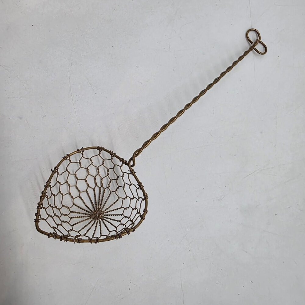 Set Of 5 Vintage Brass Wire Heart Shaped Colander Spoons Strainers 9" - Picture 6 of 8